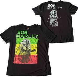 Bob Marley Band Tee Double Sided Graphic T Shirt Reggae Rasta Black Unisex L